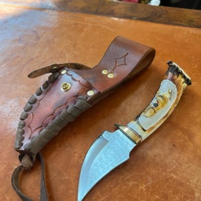 Antler knife carved by Kent Richardson
