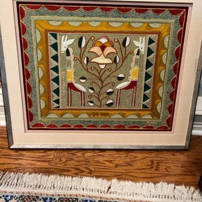 Embroidery framed art from South Africa