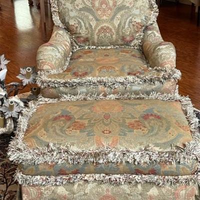 One of a kind upholstered chair and ottoman