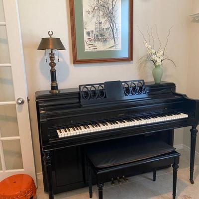 Everett upright black piano 