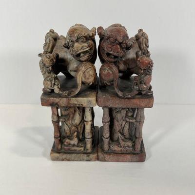 Carved Chinese Foo Dogs