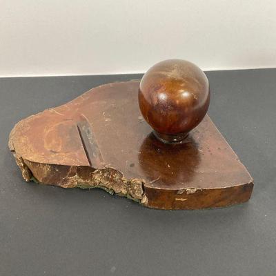 Carved Olive Wood Art Deco Ink Well
