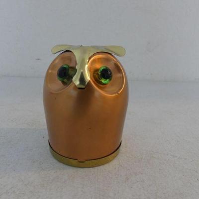Vintage MCM Coppercraft Guild Adorable Copper & Brass Owl Bank