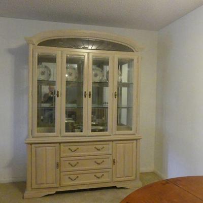 Keller Lighted 2-Piece China Hutch with 4 Glass Doors, 2 Wooden Doors & 3 Drawers Contents NOT Included