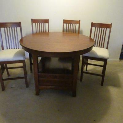 Renshaw Counter Height Butterfly Leaf Dining Table with Storage Compartment & 4 Chairs