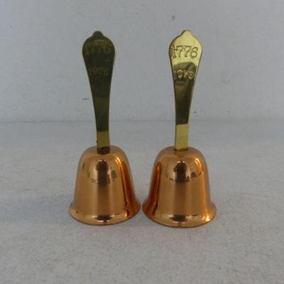 Vintage MCM Coppercraft Guild Pair of Copper & Brass Bicentennial Bells