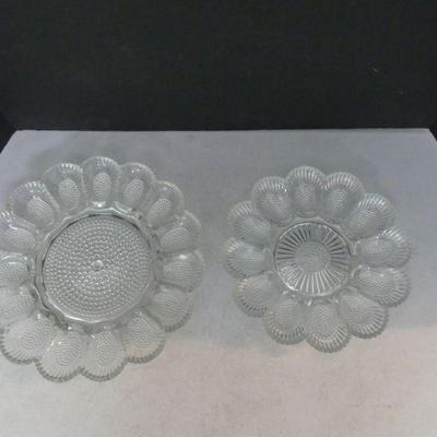 Vintage Indiana Glass (12) and Portieux France (15) Egg Plates