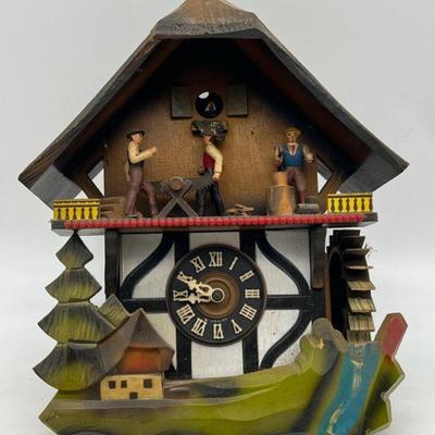 West German Cuckoo Clock With Spinning Water Wheel
