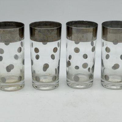 Vintage 1960â€™s Dorothy Thorpe Silver Dotted Glasses - Set Of (4)

