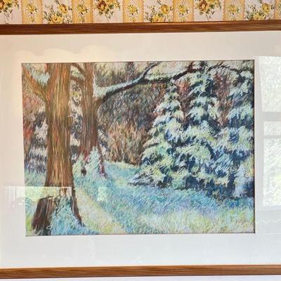 Wintertime Forest Scene Pastel 1/9 By B. Beard
