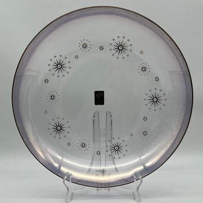 Mid-Century Vintage Purple Luster Fade Atomic Starburst Glama Glass Tray
