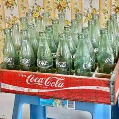 Vintage Coca Cola Wood Tray & 23 Bottles
