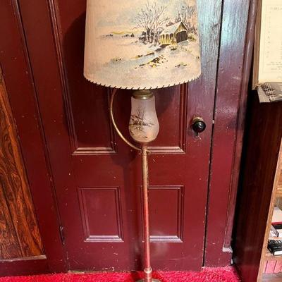Vintage 1970s Handpainted Floor Lamp
