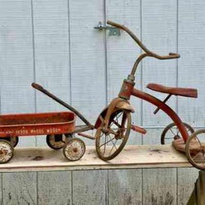 Vintage Teeny Weeny Wagon & Western Flyer Tricycle
