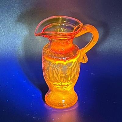 Yellow Glass Pitcher - UV Orange Glow!
