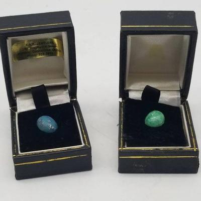 (2) K.A.R. Jewelers Blue Pin & Green Tie Clip
