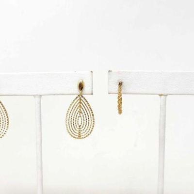 #734 â€¢ 14k Gold Dangle & Hoop Earrings, 4g