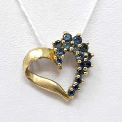 #700 â€¢ 14k Gold Aqua Accent Heart Pendant, 2g
