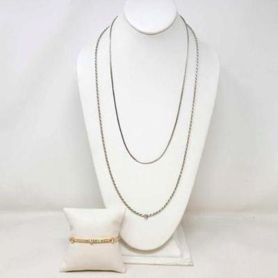 #922 â€¢ Sterling Silver Chains & Bracelet, 41g