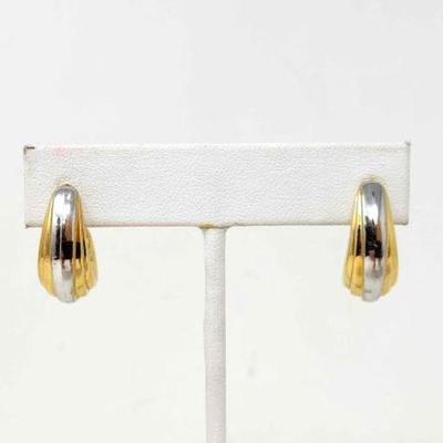 #602 â€¢ 18k Two Toned Gold Hoop Earrings, 3g