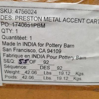 #2708 â€¢ Pottery Barn Metal Accent Cart

