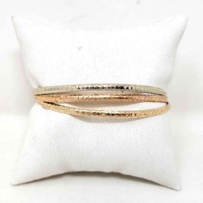 #812 â€¢ 10k Three Tone Gold 3 Bar Bracelet, 3g