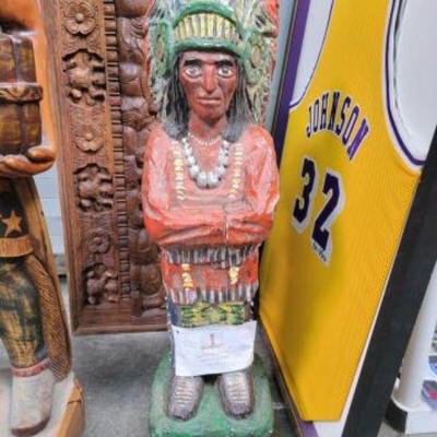 #2604 â€¢ Cigar Store Indian Chief Carved Wooden Statue