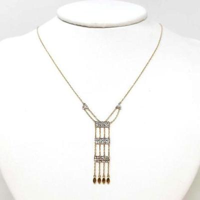 #726 â€¢ 14k Gold Double Chain Dangle Necklace, 3g