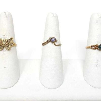 #850 â€¢ 10k Gold Butterfly Ring &amp; Band Rings, 4.6g