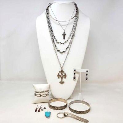 #916 â€¢ Sterling Silver Necklaces, Bracelets & Earrings, 267g