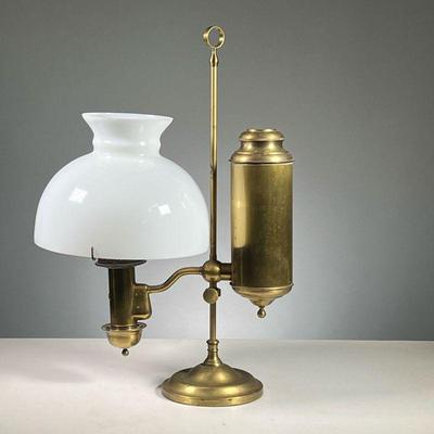 ORIGINAL BRASS STUDENT LAMP | GERMAN STUDENT LAMP CO., adjustable height lamp marked 