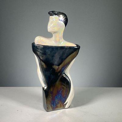 MODERN FEMALE FIGURE VASE | Head and shoulders removable as a lid. Dimensions: h. 13 in (overall)