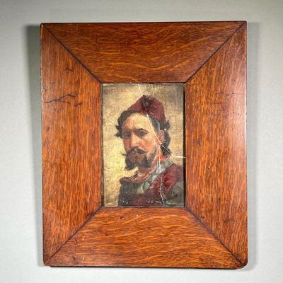PICKERING PORTRAIT (OIL PAINT ON WOOD) | Portrait of man, oil paint on wood - 6.75 x 8.5 in (sight)