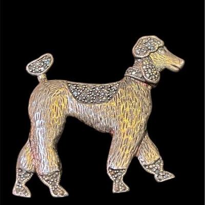 Sterling poodle brooch pin