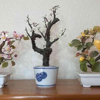 3 (three) Beautiful Fake Blooming Bonsai Decorative Trees
