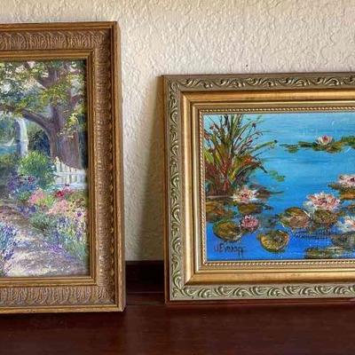 2 Beautiful Small Framed Paintings * Jane Evanoff Local Artist * By Hermania?