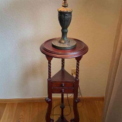 Antique Plant Stand with Lamp