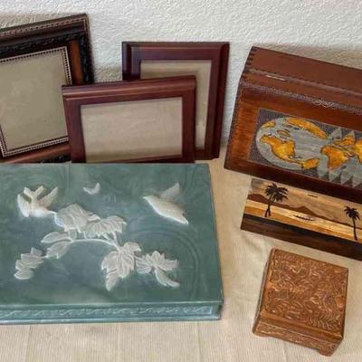Genuine Incolay Stone Jewelry Box * Lovely Wooden Box Made In Poland * Smaller Wooden Boxes * Picture Frames