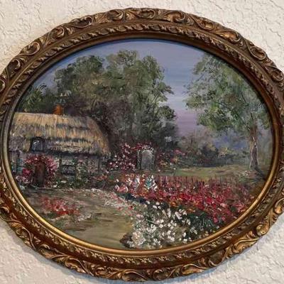 Art
Country Cottage on Gold Frame
