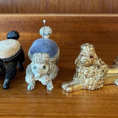 Florenza Poodle Pin Cushions X2 And Golden Poodle Pin Box