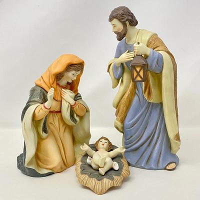 Lot #108  - Vintage O'Well 3Pc Bisque Porcelain Nativity Figures -Joseph, Mary, Baby Jesus 