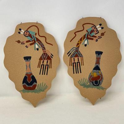 Lot #64 - Set of Two Sand Paintings- Native American Wall Art
