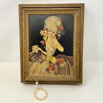 Lot #105  - Art Deco Keepsake Jewelry Box w/ Homer Conant Print of Ready for the Masquerade Ball