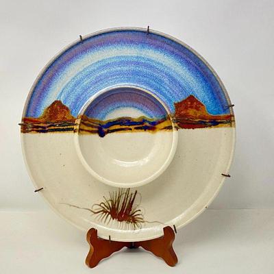 Lot #69 - Signed O' Clay Southwest Art Pottery Chip and Salsa Dish