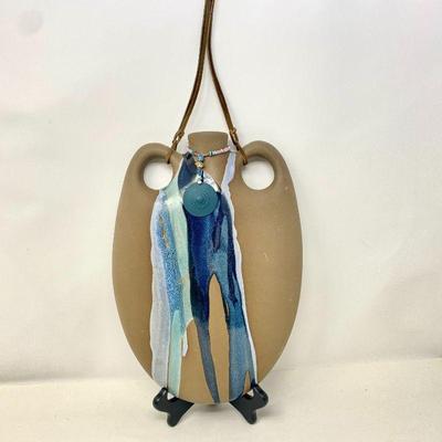 Lot #63 - Decorative Hanging Ceramic Jug with Blue Glaze