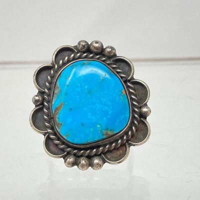 Lot #94 - Navajo Sterling Silver & Turquoise Old Ring