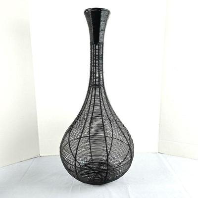 Stunning Tall Black Wire Bottle Neck Vase Decor 24