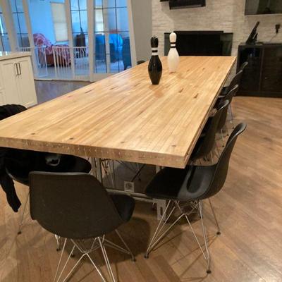 Authentic Dining Table Made From a Bowling Alley