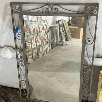 Silver Metal Rectangular Hanging Wall Accent Mirror