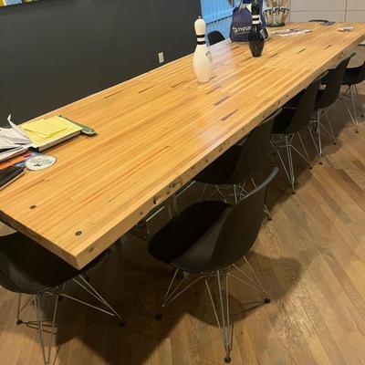 Authentic Dining Table Made From a Bowling Alley